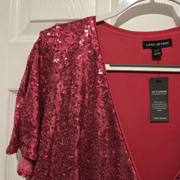 Lane Bryant Pink Sequin top size 18/20 - Picture 2 of 3